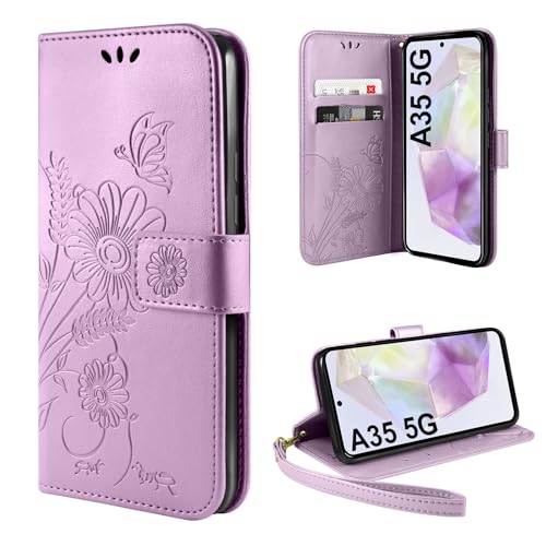 ivencase Handyhülle für Samsung Galaxy A35 5G Hülle, Flip Lederhülle Tasche Case Magnet Kartenfach Schutzhülle für Samsung Galaxy A35 - Hellviolett von ivencase