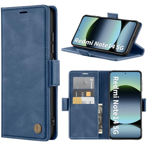 ivencase Handyhülle für Xiaomi Redmi Note 14 5G Hülle, Stoßfest [Kartenfach Klappbar Standfunktion] Flip Wallet Cover Lederhülle Case für Xiaomi Redmi Note 14 Blau von ivencase