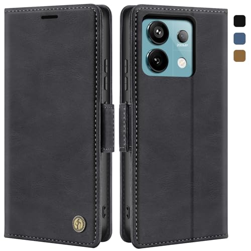 ivencase Wallet Handyhülle für Xiaomi Redmi Note 13 Pro 5G (Nicht für 4G) Hülle mit Schutzfolie, Standfunktion Lederhülle, Klappbar Stoßfest Flip Cover Case für Redmi Note 13 Pro 5G Hülle, Schwarz von ivencase