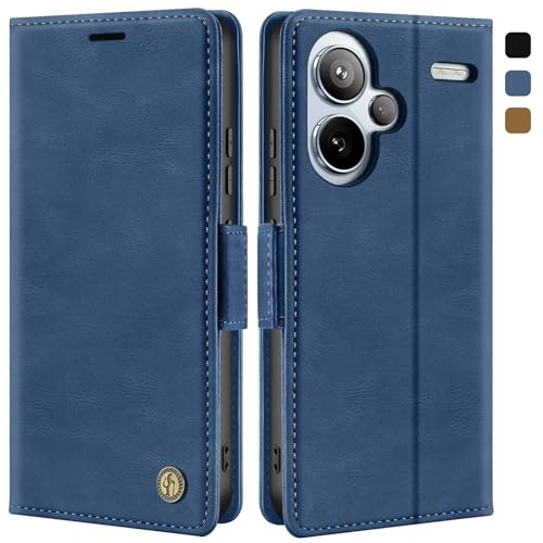 ivencase Wallet Handyhülle für Xiaomi Redmi Note 13 Pro Plus 5G Hülle, Standfunktion Lederhülle,Wallet Kartenfach Klappbar Stoßfest Flip Cover Case für Xiaomi Redmi Note 13 Pro Plus 5G Hülle, Blau von ivencase