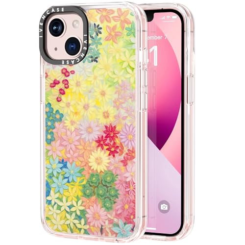 ivencase für iPhone 13/14 Hülle 6.1 Zoll, Hübsches buntes Blumenmuster Handyhülle für Mädchen, [Stoßfest Weiche TPU Bumper + Harte Acryl], Nie Vergilbung Dünn Schutzhülle iPhone 13/14 von ivencase