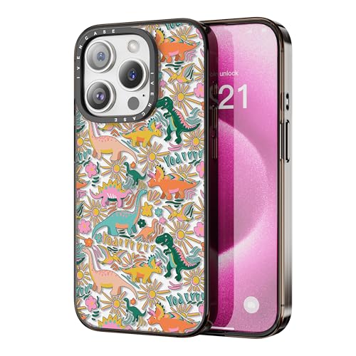 ivencase für iPhone 15 Pro Hülle 6.1 Zoll, Fröhliche Dinosaurier Muster Cartoon Handyhülle, [Stoßfest Weiche TPU Bumper + Harte Acryl], Nie Vergilbung Durchsichtig Dünn Schutzhülle iPhone 15 Pro von ivencase