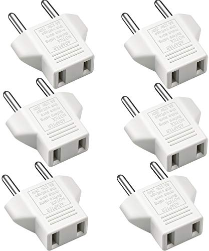 VGUARD [6 Stück] US zu EU Reisestecker Schutzkontakt Adapter, 2 Pin CN China US USA Amerika zu 2 Pin EU Deutschland, Frankreich，Spanien, Ägypten und mehr - Weiß von ivoler