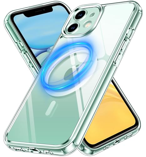 iVoler Klar Magnetisch Hülle für iPhone 11 6.1 Zoll, [Kompatibel mit MagSafe] [Nie Vergilbung] [Militärischer Schutz] Stoßfest Kratzfest Transparent Schutzhülle Durchsichtige Handyhülle Case von ivoler