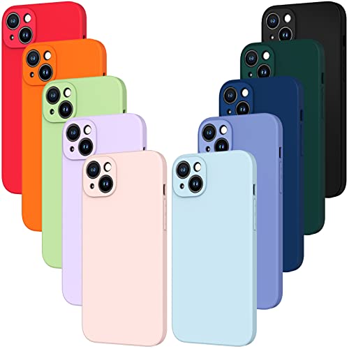ivoler 10 Stück Silikon Hülle Kompatibel für iPhone 15 6.1 Zoll mit Kameraschutz, Ultra Dünne Leichte Weiche Stoßfest Schutzhülle Flexible TPU Matte Handyhülle Kratzfest Case Cover - 10 Farben von ivoler