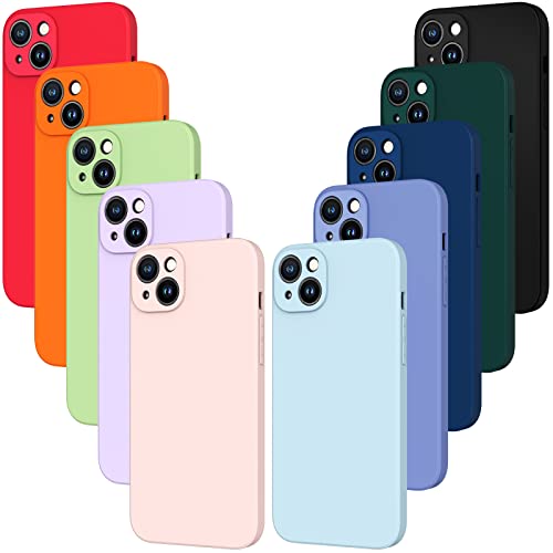 ivoler 10 Stück Silikon Hülle Kompatibel für iPhone 15 Plus 6.7 Zoll mit Kameraschutz, Ultra Dünne Leichte Weiche Stoßfest Schutzhülle Flexible TPU Matte Handyhülle Kratzfest Case Cover - 10 Farben von ivoler