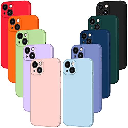 ivoler 10 Stück Silikon Hülle für iPhone 13 6.1 Zoll mit Kameraschutz, Ultra Dünne Leichte Weiche Stoßfest Schutzhülle Flexible TPU Matte Handyhülle Kratzfest Case Cover - 10 Farben von ivoler