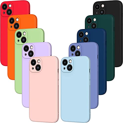 ivoler 10 Stück Silikon Hülle für iPhone 14 6.1 Zoll mit Kameraschutz, Ultra Dünne Leichte Weiche Stoßfest Schutzhülle Flexible TPU Matte Handyhülle Kratzfest Case Cover - 10 Farben von ivoler