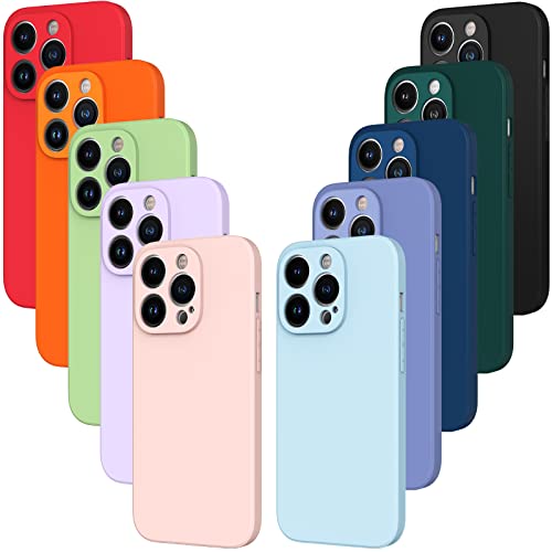 ivoler 10 Stück Silikon Hülle für iPhone 14 Pro 6.1 Zoll mit Kameraschutz, Ultra Dünne Leichte Weiche Stoßfest Schutzhülle Flexible TPU Matte Handyhülle Kratzfest Case Cover - 10 Farben von ivoler