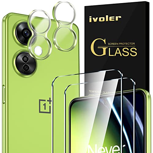 ivoler 2+2 Stück Schutz Glas für OnePlus Nord CE 3 Lite 5G, 2 Stücke Schutzfolie Mit 2 Stück Kameraschutz, 9H Härte, HD Klar, Anti-Kratz, Anti-Bläschen von ivoler
