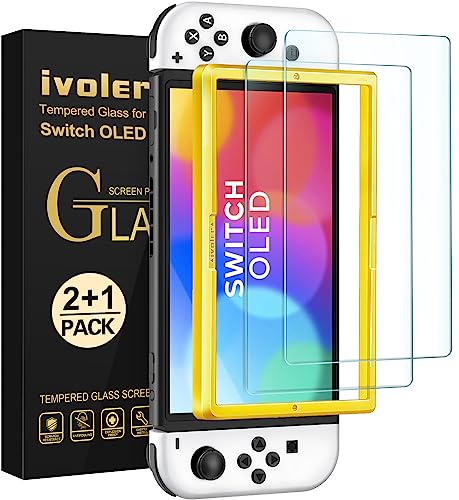 ivoler 2 Stück Anti Blaulicht Schutzfolie Kompatibel für Switch Oled, Panzerfolie Mit Positionierhilfe, 9H Härte, Anti-Kratzen, Anti-Bläschen, Anti-Blaulicht-Displayschutzfolie von ivoler