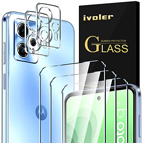 ivoler 3+2 Stück Schutz Glas für Motorola Moto G13 / G23, 3 Stücke Schutzfolie Mit 2 Stück Kameraschutz, 9H Härte, HD Klar, Anti-Kratz, Anti-Bläschen von ivoler