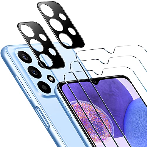 ivoler 3+2 Stück Schutz Glas für Samsung Galaxy A23 5G, 3 Stücke Schutzfolie Mit 2 Stück Kameraschutz, 9H Härte, HD Klar, Anti-Kratz, Anti-Bläschen von ivoler