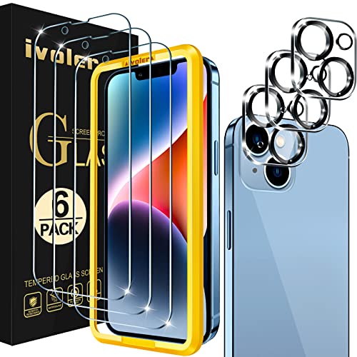 ivoler 3+3 Stück Panzer Schutz Glas Kompatibel für iPhone 14 6.1 Zoll, 3 Stücke Schutzfolie Mit 3 Stück Kameraschutz und Positionierhilfe, 9H Härte, HD Klar, Anti-Kratz, Anti-Bläschen ivoler 3+3 Stück Panzer Schutz Glas Kompatibel für iPhone 14 6.1 Zoll, 3 Stücke Schutzfolie Mit 3 Stück Kameraschutz und Positionierhilfe, 9H Härte, HD Klar, Anti-Kratz, Anti-Bläschen von ivoler