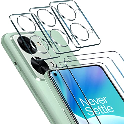 ivoler 3+3 Stück Schutz Glas für OnePlus Nord 2T, 3 Stücke Schutzfolie Mit 3 Stück Kameraschutz, 9H Härte, HD Klar, Anti-Kratz, Anti-Bläschen von ivoler
