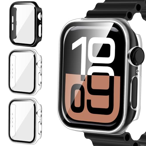 ivoler 3 Stück Hard PC Hülle mit Glas Displayschutz für Apple Watch Series 10 46mm, Vollständige Abdeckung Stoßfest Schutzhülle Dünne Kratzfest Schutz Case für iWatch 46mm, 2 Transparent + 1 Schwarz ivoler 3 Stück Hard PC Hülle mit Glas Displayschutz für Apple Watch Series 10 46mm, Vollständige Abdeckung Stoßfest Schutzhülle Dünne Kratzfest Schutz Case für iWatch 46mm, 2 Transparent + 1 Schwarz von ivoler
