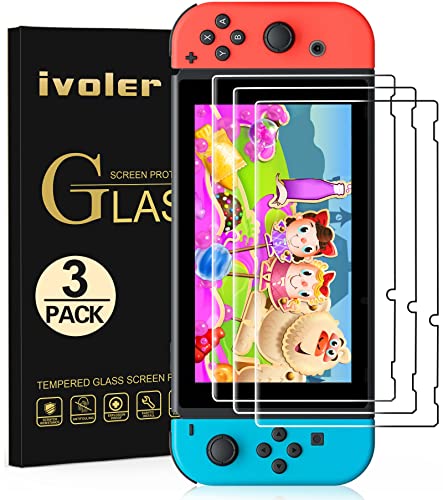 ivoler [3 Stücke Panzerglas für Nintendo Switch, Schutzfolie Folie Displayschutzfolie für Nintendo Switch [Anti Kratzer][Bläschenfrei][HD Clear] von ivoler