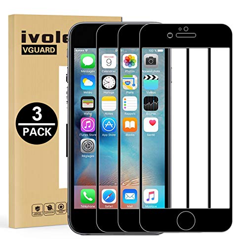 ivoler 3 Stücke Schutzfolie für iPhone 6s / iPhone 6, [Volle Bedeckung] Schutzglas Folie Hartglas Gehärtetem Glas für iPhone 6s / iPhone 6 - Schwarz von ivoler