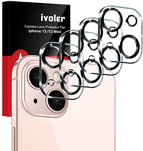 ivoler 4 Stück Kamera Schutzfolie für iPhone 13 Mini (5.4 zoll)/iPhone 13 (6.1 zoll), Kamera LinseBlasenfrei Anti-Kratzen HD Klar Kameraschutz Displayschutzfolie Hartglas von ivoler