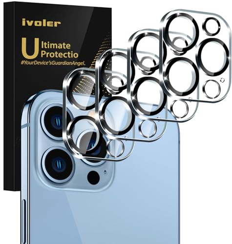 ivoler 4 Stück Kamera Schutzfolie für iPhone 13 Pro (6.1 Zoll)/ iPhone 13 Pro Max (6.7 Zoll), Kamera LinseBlasenfrei Anti-Kratzen HD Klar Kameraschutz Displayschutzfolie von ivoler