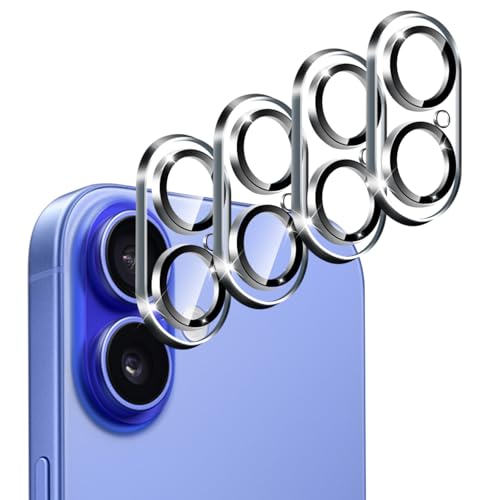 ivoler 4 Stück Kameraschutz Kompatibel mit iPhone 16 6.1 Zoll/iPhone 16 Plus 6.7 Zoll, [Volle Bedeckung] Kamera Schutzfolie HD klar Linse Folie, Anti-Kratzer, Ultra HD Klar, Bläschenfrei von ivoler