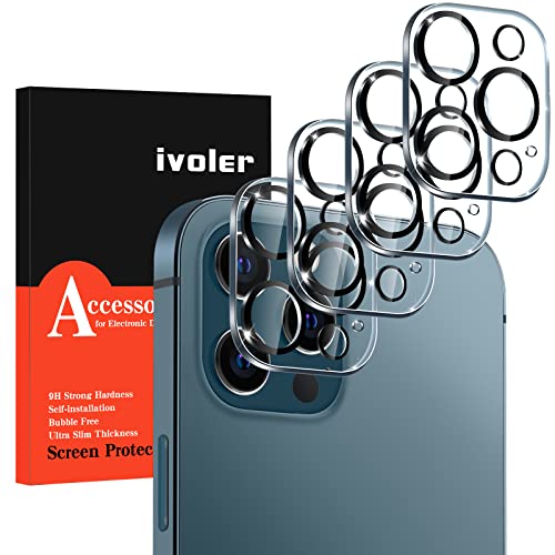 ivoler 4 Stück Kameraschutz Kompatibel mit iPhone 12 Pro 6.1 Zoll, [Volle Bedeckung] Kamera Schutzfolie HD klar Linse Folie, 9H Härte, Anti-Kratzen, Bläschenfrei von ivoler
