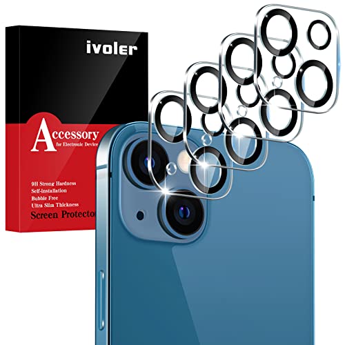 ivoler 4 Stück Kameraschutz Kompatibel mit iPhone 13 6.1 Zoll und iPhone 13 Mini 5.4 Zoll, [Volle Bedeckung] Kamera Schutzfolie HD klar Linse Folie, 9H Härte, Anti-Kratzen, Bläschenfrei von ivoler