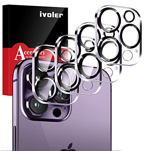 ivoler 4 Stück Kameraschutz Kompatibel mit iPhone 14 Pro 6.1 Zoll/iPhone 14 Pro Max 6.7 Zoll, [Volle Bedeckung] Kamera Schutzfolie HD klar Linse Folie, 9H Härte, Anti-Kratzen, Bläschenfrei von ivoler