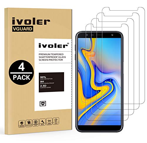 ivoler [4 Stücke] Schutzfolie für Samsung Galaxy J6 Plus 2018 / J4 Plus 2018 / A7 2018, 9H Härte, Anti- Kratzer, Bläschenfrei, [2.5D Runde Kante] von ivoler