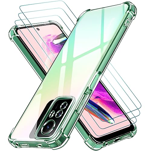 ivoler 4 in 1 Klar Hülle für Xiaomi Redmi Note 12S 4G, 1 Handyhülle mit 3 Stück Panzer Schutz Glas, Transparent Stoßfest Schutzhülle Dünne Weiche TPU Silikon Durchsichtige Kratzfest Case von ivoler