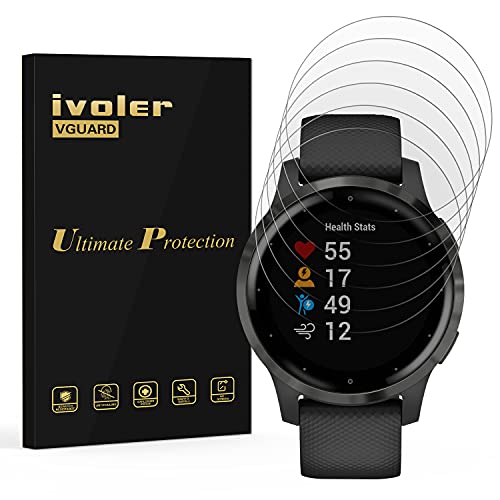 ivoler 6 Stück Schutzfolie Displayschutzfolie für Garmin Vivoactive 4s 40mm Smartwatch, 3D Vollständige Abdeckung [Wet Applied] [Anti-Kratz] [Blasenfrei] HD TPU Weich Folie von ivoler