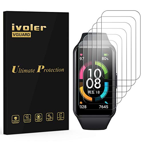 ivoler 6 Stück Schutzfolie Displayschutzfolie für Honor Band 7 / Honor Band 6 / Huawei Band 8 / Band 7 / Band 6, 3D Vollständige Abdeckung [Wet Applied] [Anti-Kratz] [Blasenfrei] HD TPU Weich Folie von ivoler