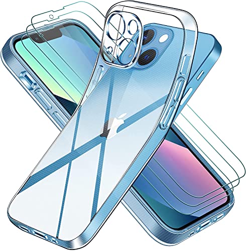 ivoler Hülle Kompatibel für iPhone 13 6.1 Zoll, Handyhülle mit 3 Stück Panzer Schutz Glas, Dünne Weiche TPU Silikon Transparent Stoßfest Schutzhülle Durchsichtige Kratzfest Case ivoler Hülle Kompatibel für iPhone 13 6.1 Zoll, Handyhülle mit 3 Stück Panzer Schutz Glas, Dünne Weiche TPU Silikon Transparent Stoßfest Schutzhülle Durchsichtige Kratzfest Case von ivoler