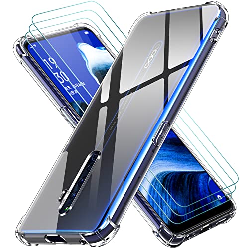 ivoler Hülle für Oppo Reno2 Z/Reno 2Z / Oppo Reno2 F/Reno 2F mit 3 Stück Panzer Schutz Glas, Dünne Weiche TPU Silikon Transparent Stoßfest Schutzhülle Durchsichtige Kratzfest Handyhülle Case von ivoler