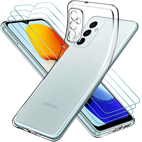 ivoler Hülle für Samsung Galaxy M23 5G, mit 3 Stück Panzer Schutz Glas, Dünne Weiche TPU Silikon Transparent Stoßfest Schutzhülle Durchsichtige Handyhülle Kratzfest Case von ivoler