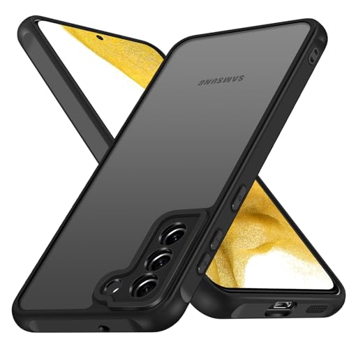ivoler Hülle für Samsung Galaxy S22 5G, [Vollständiger Kameraschutz] [Militärstandard] Stoßfest Handyhülle, Matt Durchscheinende Rückseite Anti-Fingerabdruck Schutzhülle Case (Schwarz) von ivoler