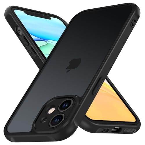 ivoler Hülle für iPhone 11 6.1 Zoll, [Vollständiger Kameraschutz] [Militärstandard] Stoßfest Handyhülle, Matt Durchscheinende Rückseite Anti-Fingerabdruck Schutzhülle Case (Schwarz) von ivoler