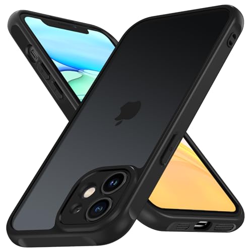 ivoler Hülle für iPhone 11 6.1 Zoll, [Vollständiger Kameraschutz] [Militärstandard] Stoßfest Handyhülle, Matt Durchscheinende Rückseite Anti-Fingerabdruck Schutzhülle Case (Schwarz) von ivoler