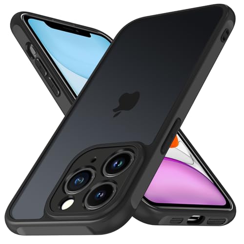 ivoler Hülle für iPhone 11 Pro 5.8 Zoll, [Vollständiger Kameraschutz] [Militärstandard] Stoßfest Handyhülle, Matt Durchscheinende Rückseite Anti-Fingerabdruck Schutzhülle Case (Schwarz) von ivoler