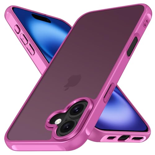 ivoler Hülle für iPhone 16 Plus, [Militärstandard] Stoßfest Handyhülle Matt Durchscheinende Rückseite Anti-Fingerabdruck Schutzhülle Case (Rosa) von ivoler