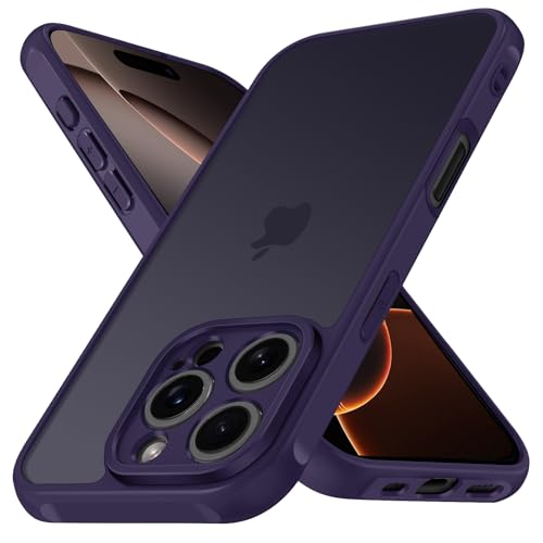 ivoler Hülle für iPhone 16 Pro, [Vollständiger Kameraschutz] [Militärstandard] Stoßfest Handyhülle, Matt Durchscheinende Rückseite Anti-Fingerabdruck Schutzhülle Case (Lila) von ivoler