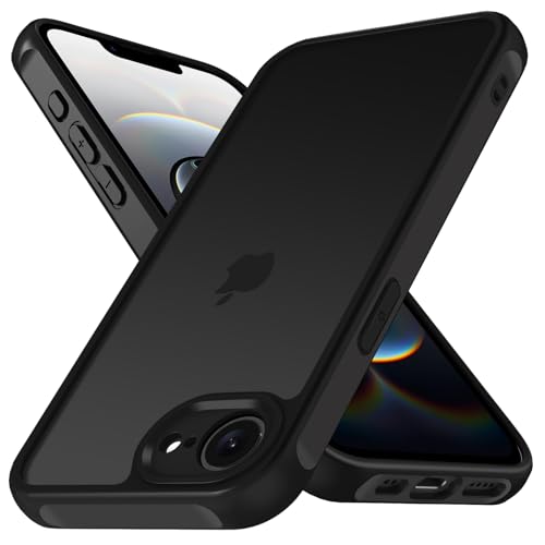 ivoler Hülle für iPhone 16e 6.1 Zoll, [Vollständiger Kameraschutz] [Militärstandard] Stoßfest Handyhülle, Matt Durchscheinende Anti-Fingerabdruck Schutzhülle Case (Schwarz) von ivoler