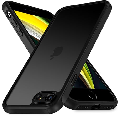 ivoler Hülle für iPhone SE 2022/2020 (3./2. Generation) / iPhone 8/7, [Kameraschutz] [Militärstandard] Stoßfest Handyhülle, Matt Durchscheinende Anti-Fingerabdruck Schutzhülle Case (Schwarz) von ivoler