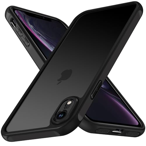 ivoler Hülle für iPhone XR 6.1 Zoll, [Vollständiger Kameraschutz] [Militärstandard] Stoßfest Handyhülle, Matt Durchscheinende Rückseite Anti-Fingerabdruck Schutzhülle Case (Schwarz) von ivoler