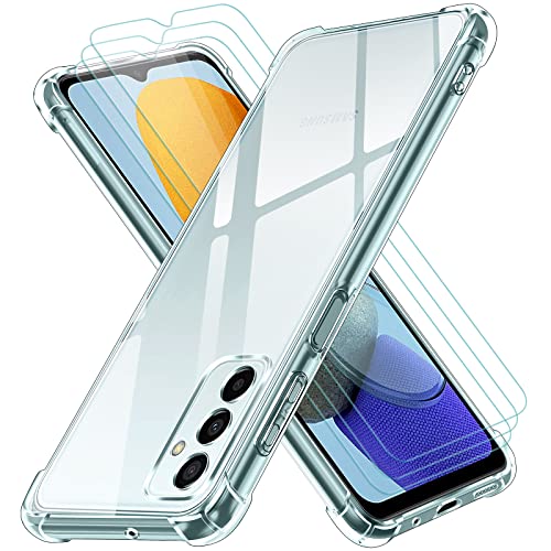 ivoler Klar Hülle für Samsung Galaxy M23 5G mit 3 Stück Panzer Schutz Glas, Dünne Weiche TPU Silikon Transparent Stoßfest Schutzhülle Durchsichtige Kratzfest Handyhülle Case von ivoler