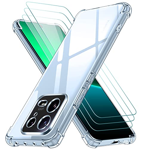 ivoler Klar Hülle für Xiaomi 13 mit 3 Stück Panzer Schutz Glas, Dünne Weiche TPU Silikon Transparent Stoßfest Schutzhülle Durchsichtige Kratzfest Handyhülle Case Cover von ivoler