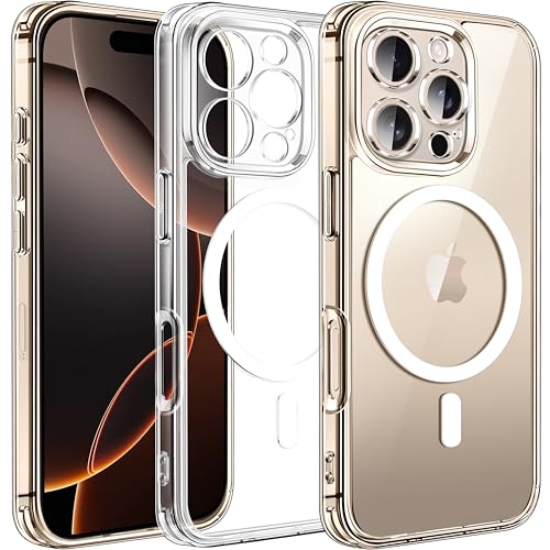 ivoler Klar Magnetisch Hülle für iPhone 16 Pro Max, [Nie Vergilbung] [Militärischer Schutz] Stoßfest Kratzfest Transparent Schutzhülle Durchsichtige Handyhülle Case von ivoler