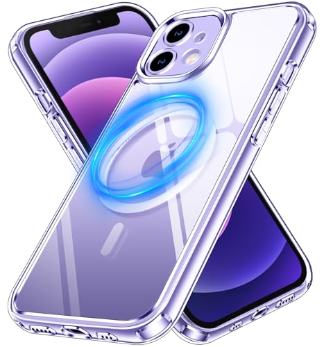 ivoler Klar Magnetisch Hülle für iPhone 12 6.1 Zoll, [Kompatibel mit MagSafe] [Nie Vergilbung] [Militärischer Schutz] Stoßfest Kratzfest Transparent Schutzhülle Durchsichtige Handyhülle Case von ivoler