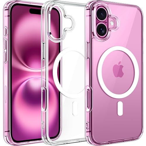 ivoler Klar Magnetisch Hülle für iPhone 16 Plus, [Nie Vergilbung] [Militärischer Schutz] Stoßfest Kratzfest Transparent Schutzhülle Durchsichtige Handyhülle Case von ivoler