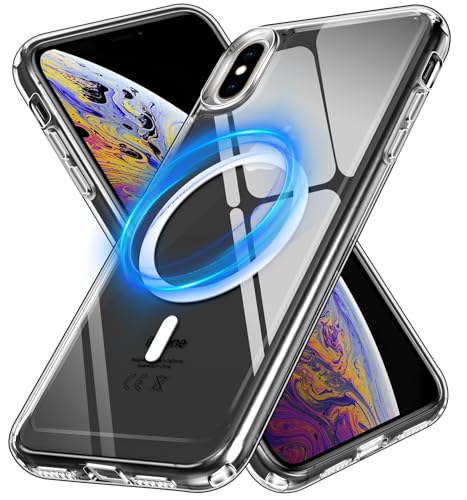 ivoler Klar Magnetisch Hülle für iPhone XS und iPhone X, [Kompatibel mit MagSafe] [Nie Vergilbung] [Militärischer Schutz] Stoßfest Kratzfest Transparent Schutzhülle Durchsichtige Handyhülle Case von ivoler